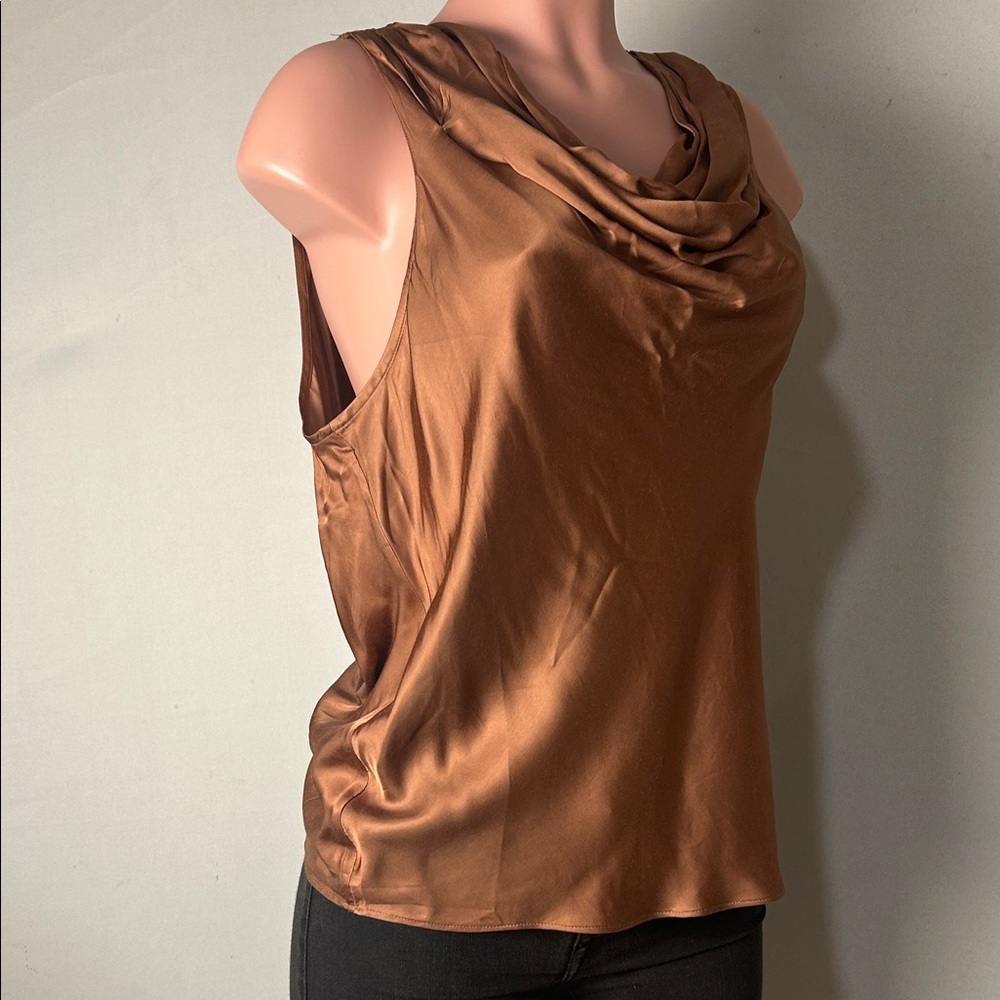 Anthropologie Bronze Draped Sleeveless Top Womens Size Large